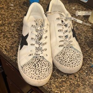 Vintage Havana White and Black Kids Sneakers